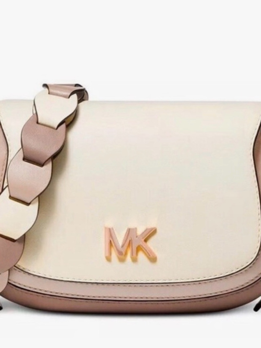 Michael Kors Cream and Blush “Jolene”Chain-Link Crossbody Bag